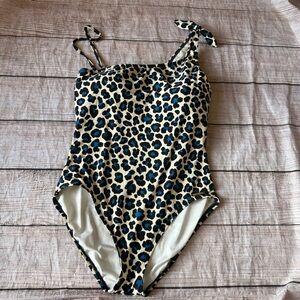 MICHAEL Michael Kors Blue Black Leopard One-Piece Swimsuit Women's Size 14